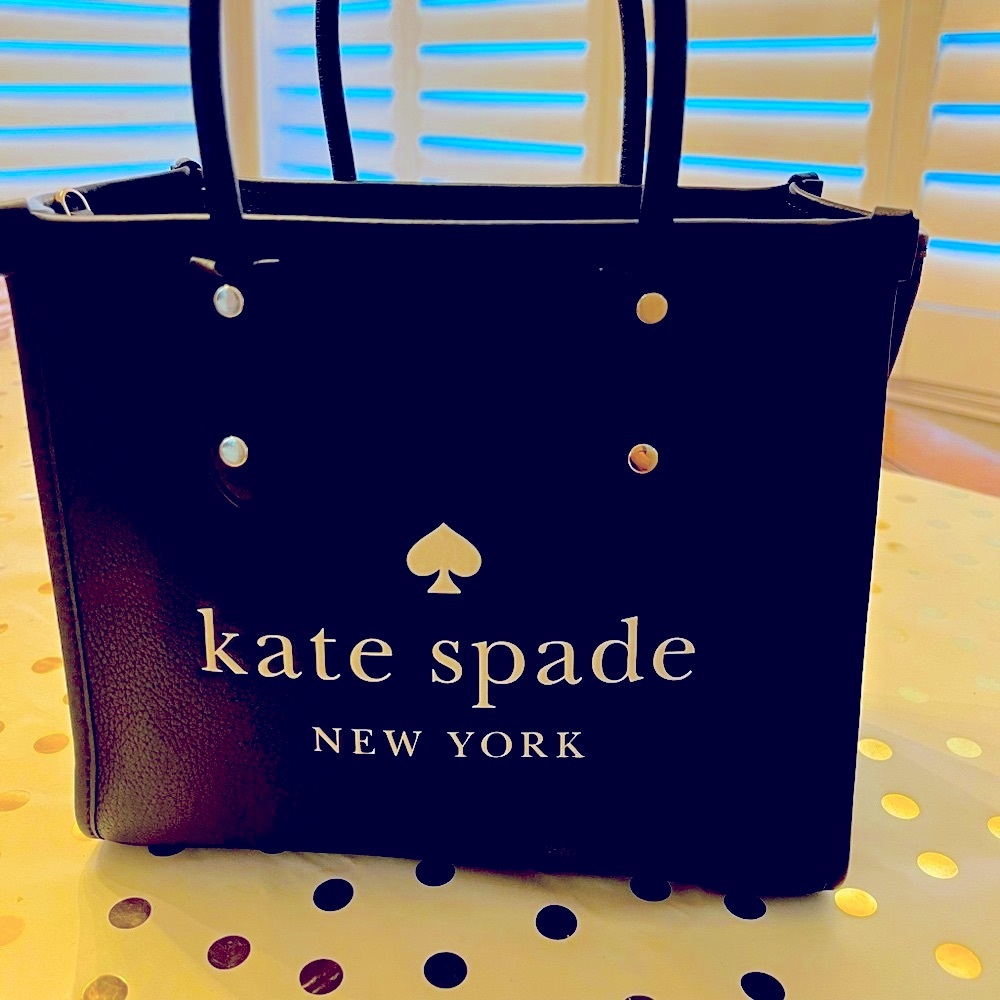 Kate Spade black leather medium bag with gold trim new with tags